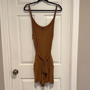 GAP Brown Sleeveless Romper with Tie Waist and Pockets